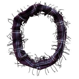 Cejon Women’s Purple and White Plaid Infinity Scarf with Fringe Ends Size OS